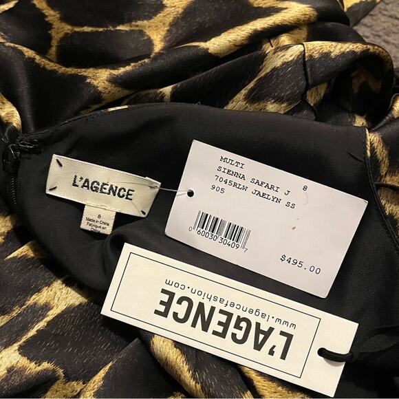 L’agence Jaelyn Silk Romper In Siena Safari NWT - Picture 5 of 7